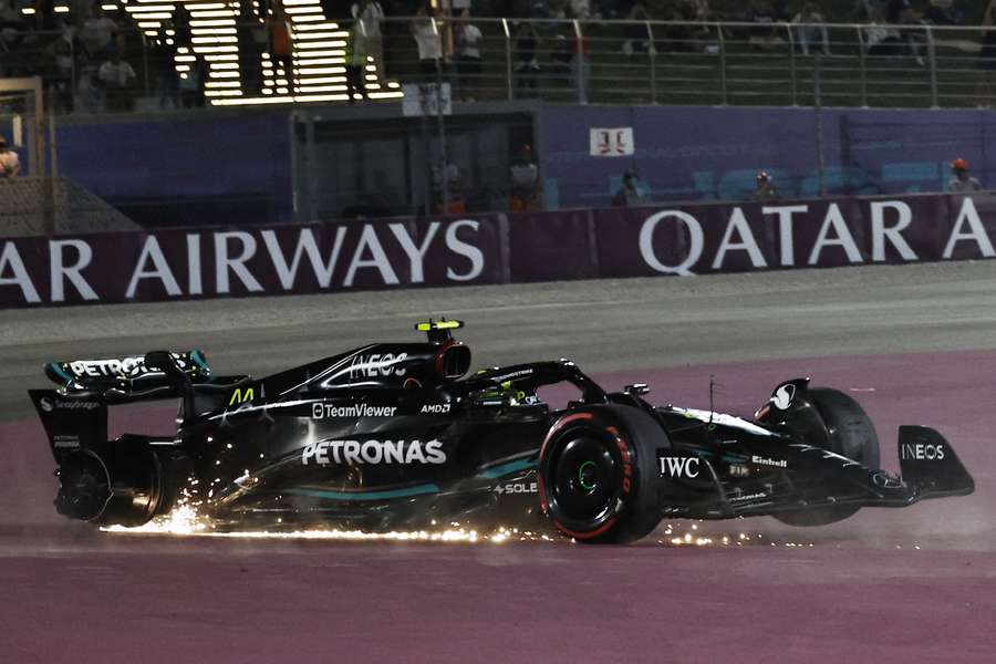 Hamilton crashed out in Qatar