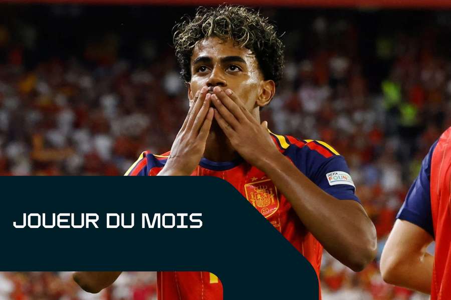 Lamine Yamal célèbre son but avec l’Espagne