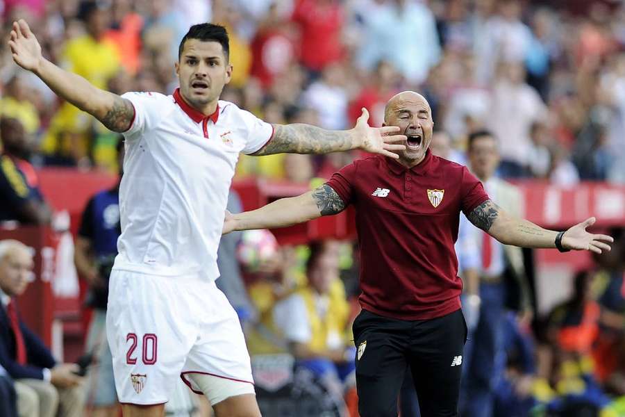 Vitolo y Sampaoli en su etapa del Sevilla