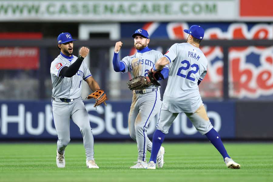 Royals players celebrate 