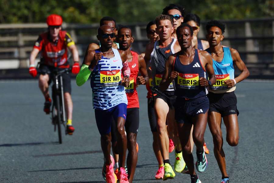 Mo Farah taking part in his final competitive run in the north of England