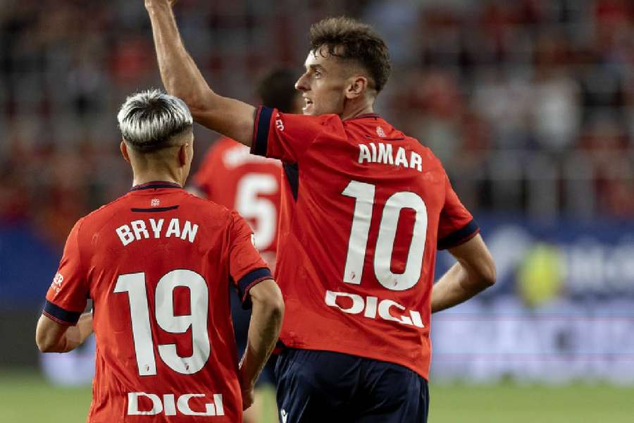 Aimar Oroz e Bryan Zaragoza festejaram pelo Osasuna