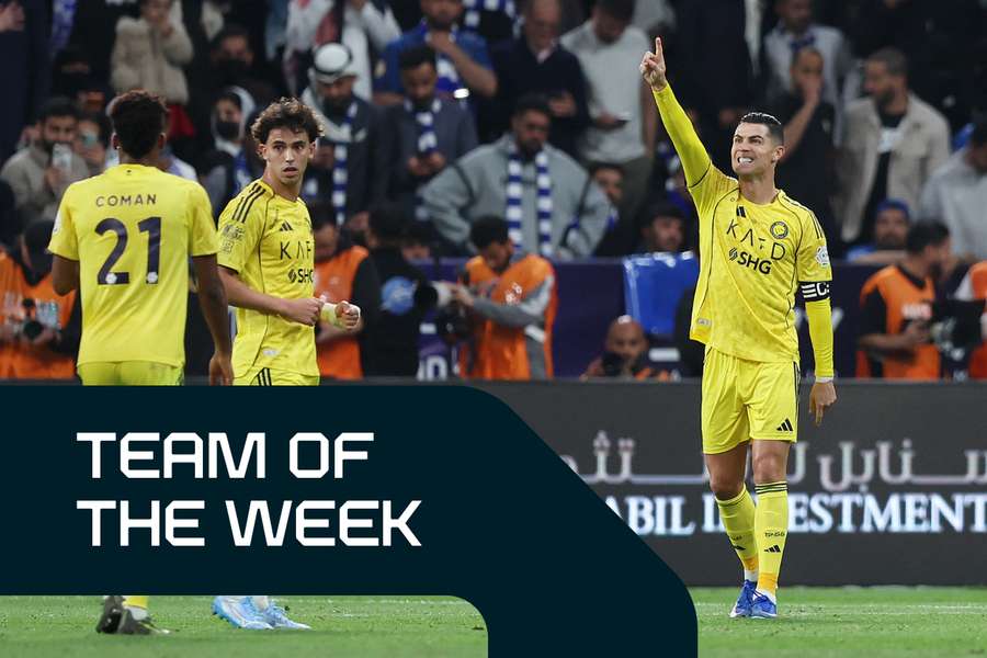 Ronaldo (right) is hoping to fire Al Nassr to the Saudi Pro League title