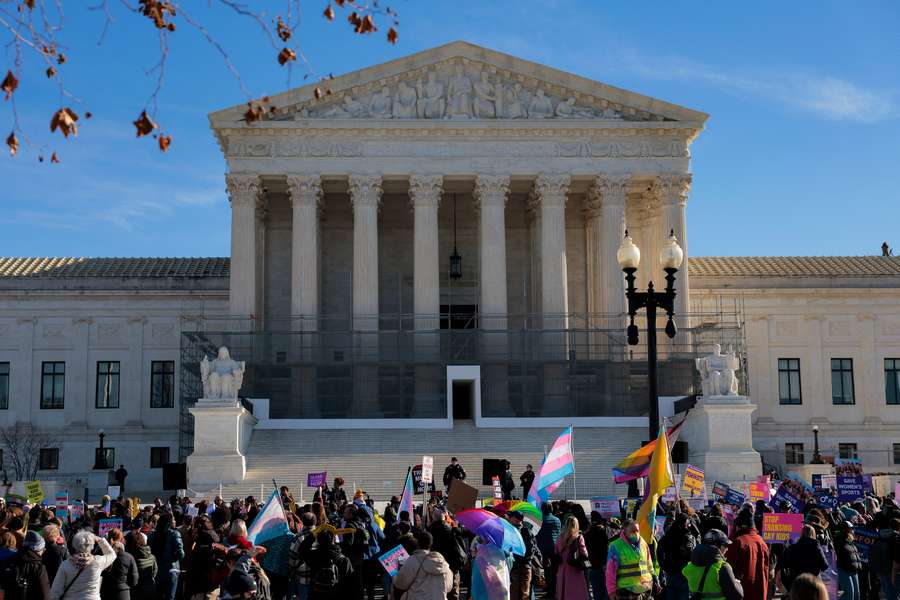 Supporters of both sides were outside the US Supreme Court