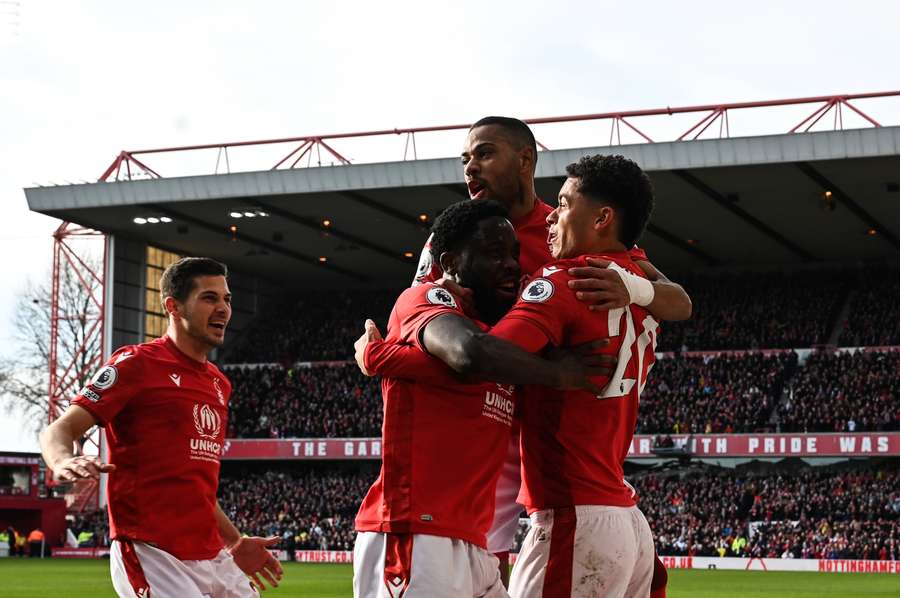 Nottingham Forest's Brennan Johnson celebrates