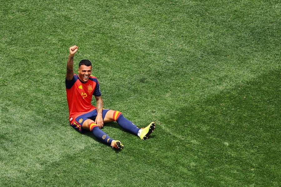 Pedro Porro celebra su gol ante Austria en Los Ángeles