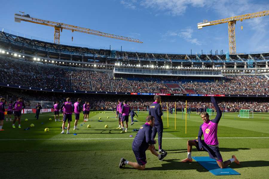 Une séance d'entraînement au Camp Nou.
