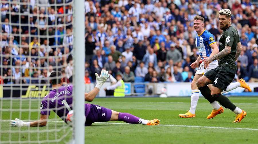 Evan Ferguson scores for Brighton against Southampton at the Amex