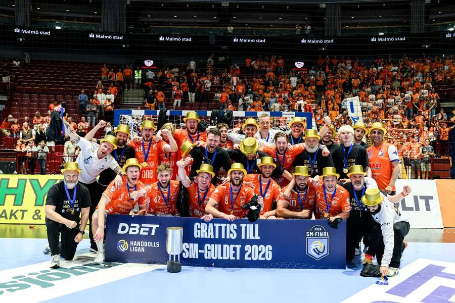 Kristianstad celebrating their Swedish title win