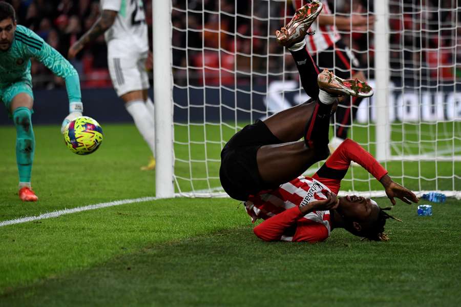 Nico Williams, después de rematar en el Athletic Bilbao-Osasuna