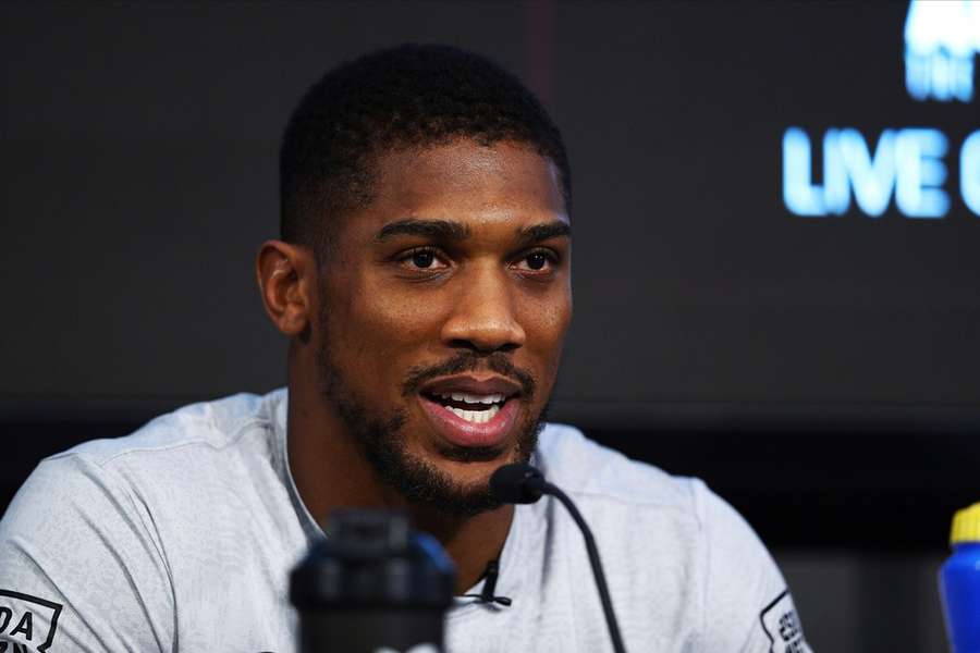 Anthony Joshua speaking at a recent press conference