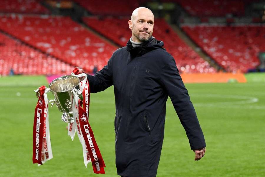 Ten Hag with the League Cup trophy