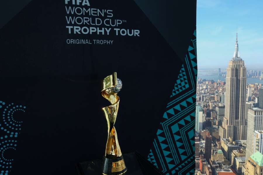 The FIFA Women’s World Cup trophy is pictured during an event