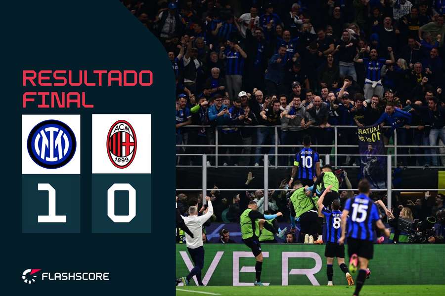 O Inter de Milão venceu o AC Milan por 1-0 e apurou-se para a sexta final da sua história
