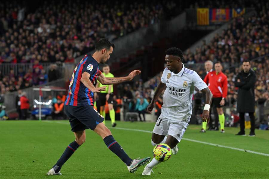 Vinícius Júnior, durante o clássico em Camp Nou, no último domingo