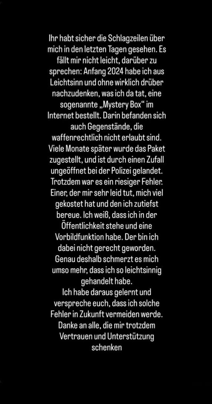 A mensagem completa de Adeyemi no Instagram