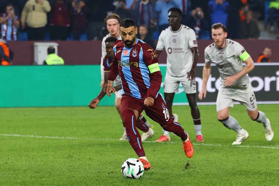 Trabzonspor's Mohamed Salah scores their first goal from the penalty spot Trabzonspor's Mohamed Salah scores their first goal from the penalty spot