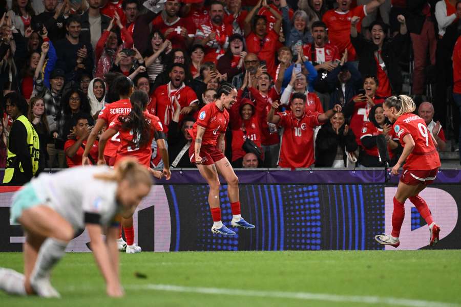 Switzerland celebrate their goal