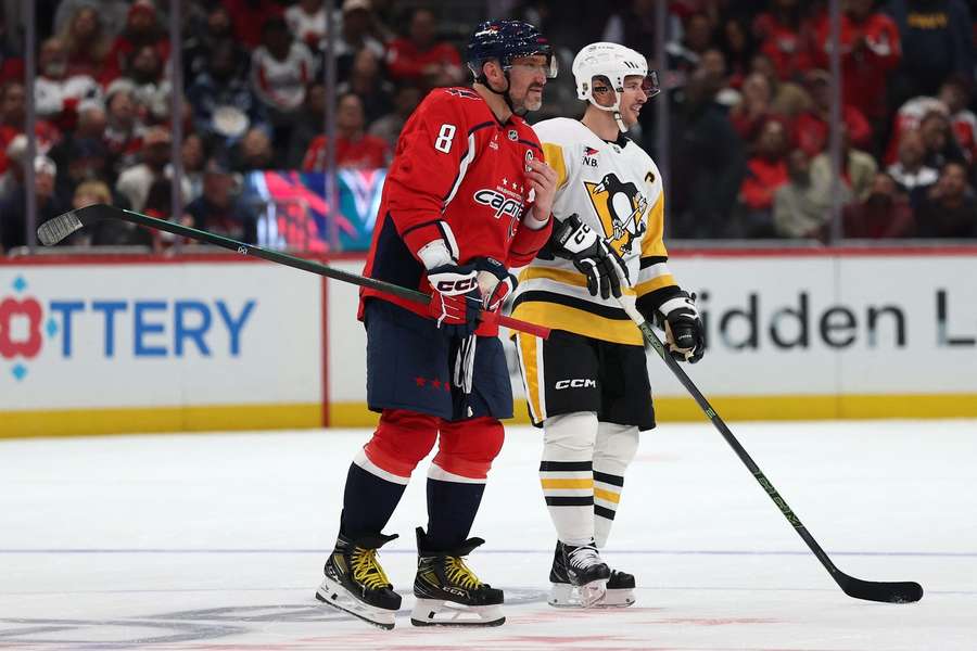 Alexander Ovechkin and Sidney Crosby skate together during Ovi's final home opener of his career Alexander Ovechkin and Sidney Crosby skate together during Ovi's final home opener of his career