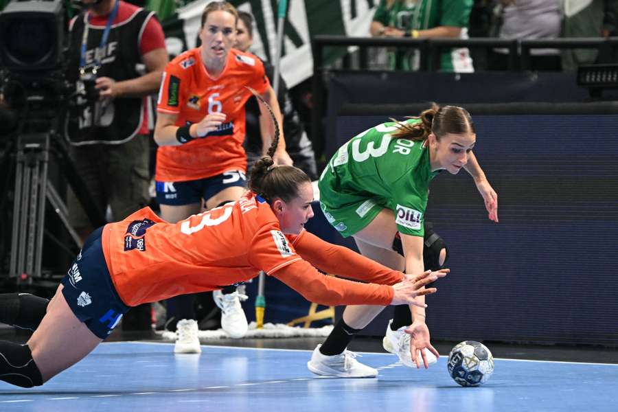 Odense in action against Györ in the women's Champions League final