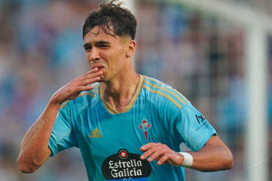 Gabri Veiga festeja o golo da vitória do Celta diante do Barcelona