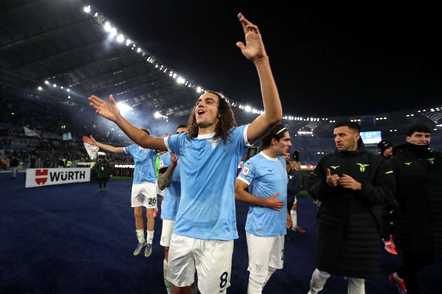 Matteo Guendouzi celebrates after Lazio's victory in the Coppa Italia over AC Milan Matteo Guendouzi celebrates after Lazio's victory in the Coppa Italia over AC Milan