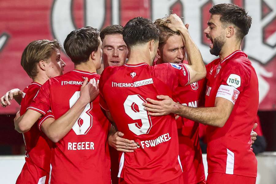 FC Twente viert een doelpunt tegen Fortuna Sittard