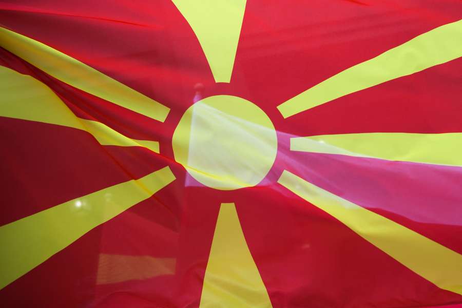 Drapeau de la Macédoine du Nord.