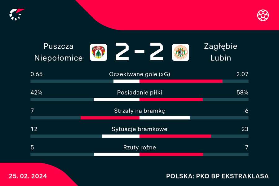 Wynik i statystyki meczu Puszcza-Zagłębie w Krakowie