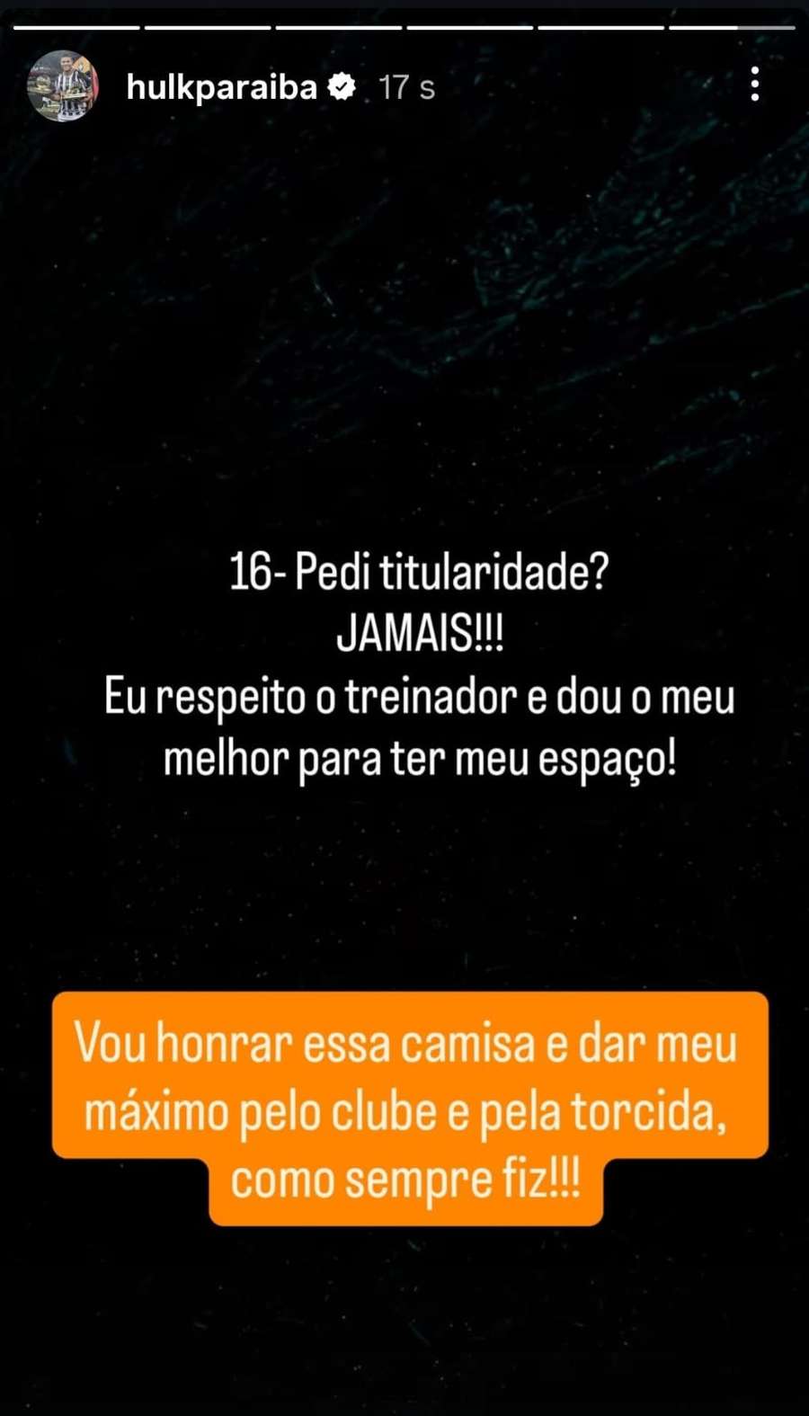 A mensagem final de Hulk sobre sua situação no Atlético-MG