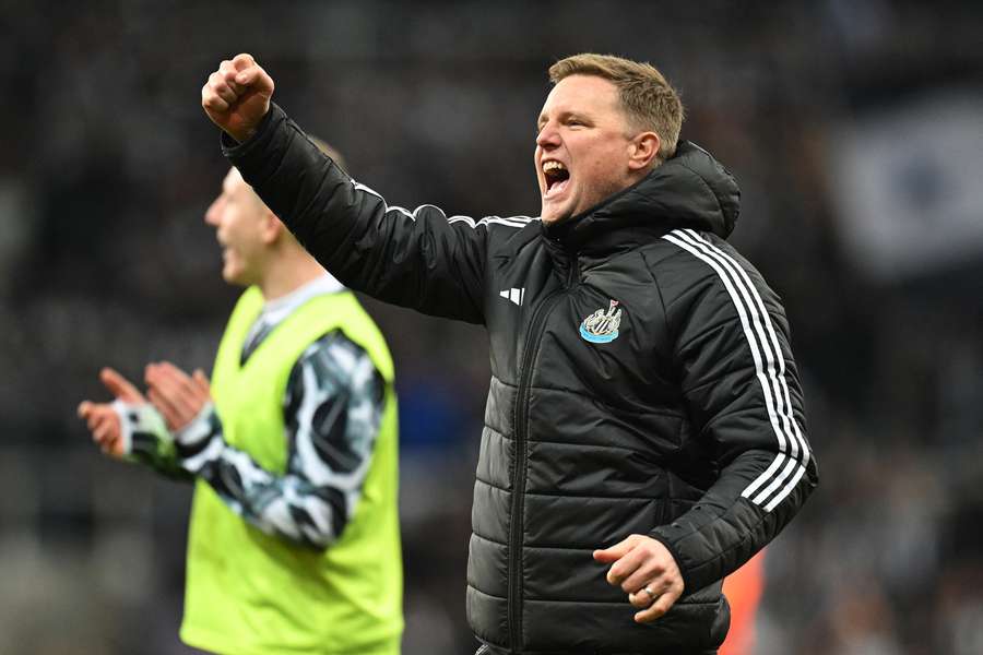 Newcastle manager Eddie Howe celebrates victory