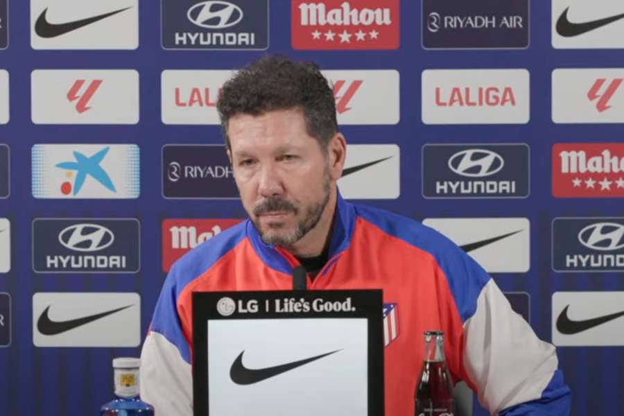 Simeone, durante a conferência de imprensa antes do jogo contra o Las Palmas