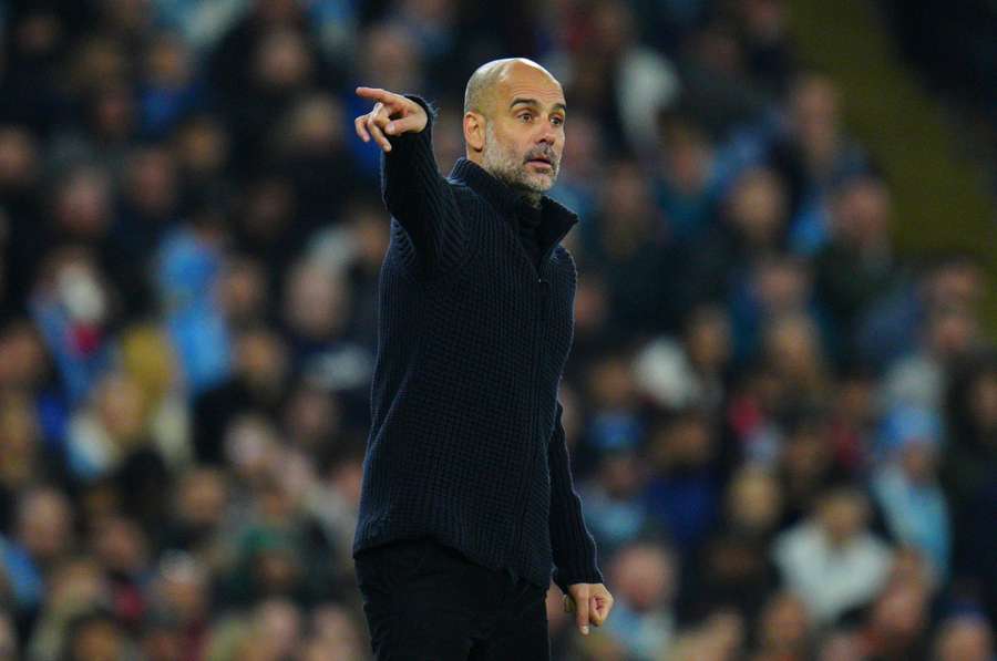 Pep Guardiola in de met 4-1 gewonnen wedstrijd tegen Arsenal