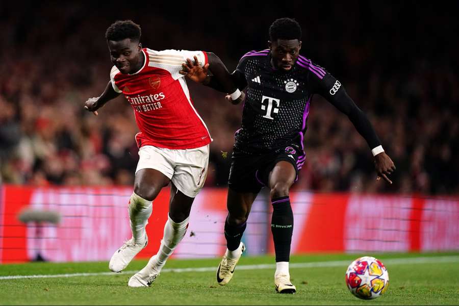 Bayern Munich will have to defend Arsenal's Bukayo Saka without Alphonso Davies in their Champions League quarter-final second leg