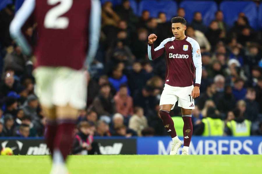 Ollie Watkins of Aston Villa celebrates scoring their second goal