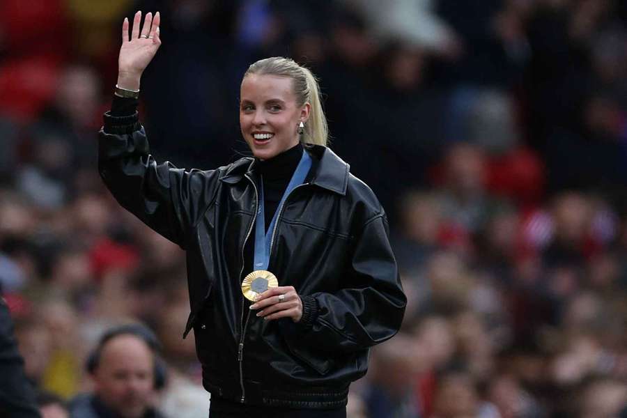 Keely Hodgkinson at the Manchester United v Tottenham match on September 29, 2024