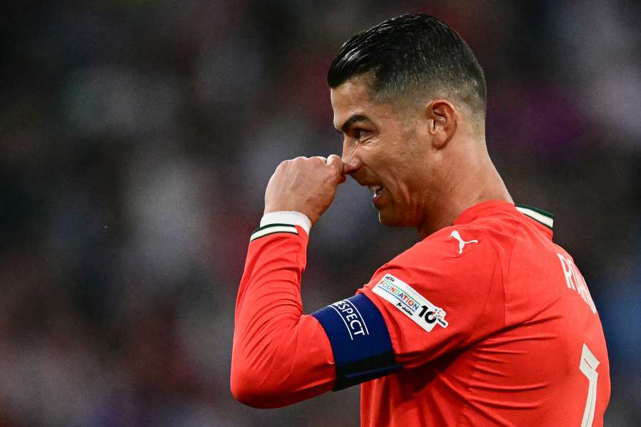 Cristiano Ronaldo reacts during the UEFA Nations League semi-final football match between Germany and Portugal