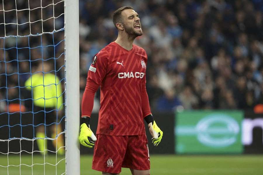 Pau Lopez lors du match contre l'Atalanta Bergame au Vélodrome.