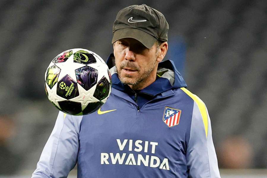 Atletico Madrid coach Diego Simeone during training at the Tottenham Hotspur Stadium