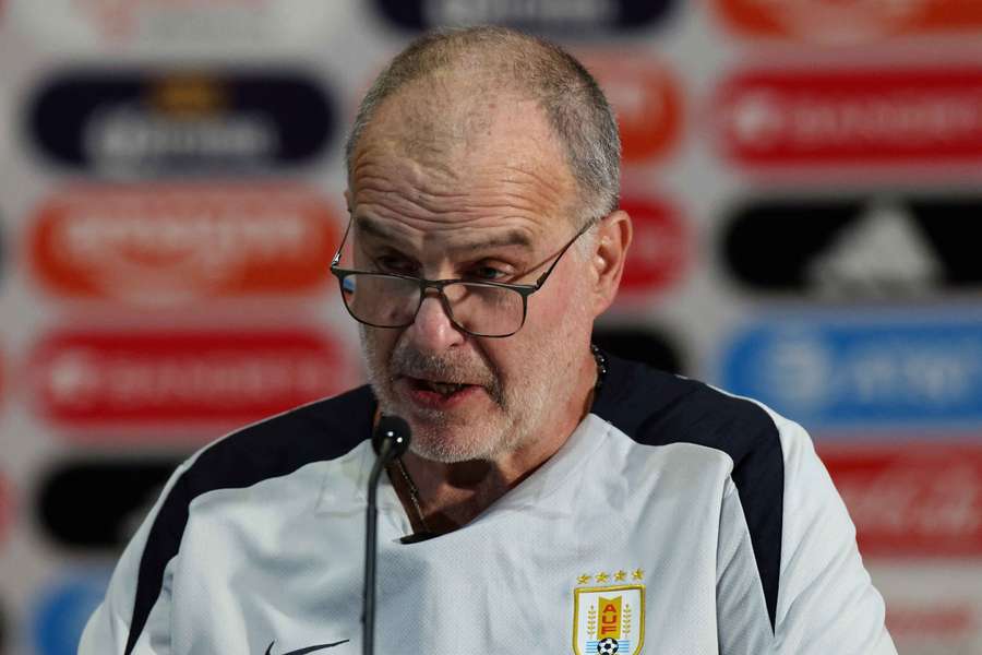 Uruguay head coach Marcelo Bielsa during his press conference