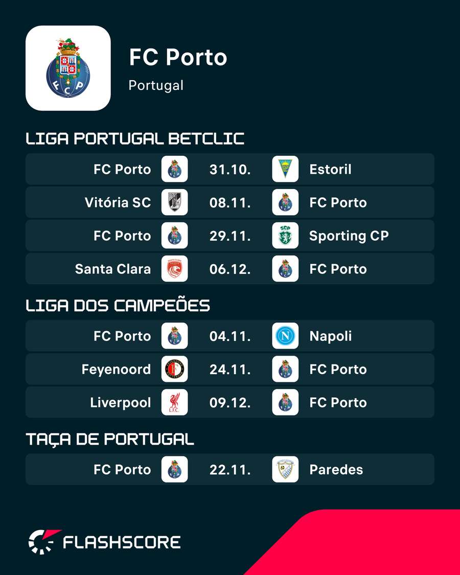 Acompanhe os próximos jogos do FC Porto