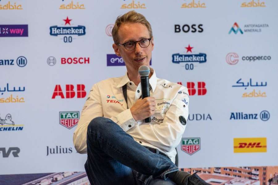 Sylvain Filippi speaks during a press conference at the ABB Formula E - FIA World Championship in July.