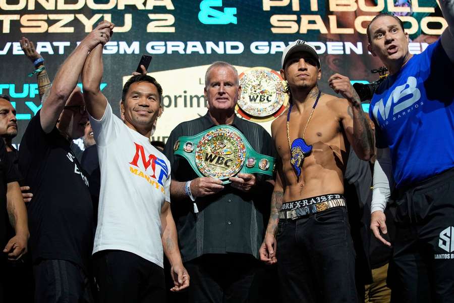Pacquiao and Barrios make weights for world title fight in Las Vegas