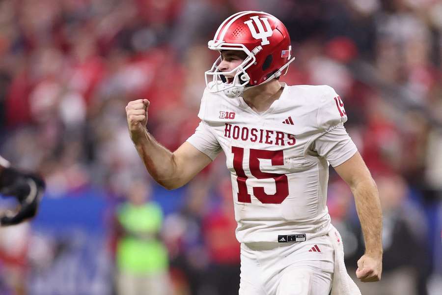 Indiana QB Fernando Mendoza celebrates during Big Ten Championship (2025) Indiana QB Fernando Mendoza celebrates during Big Ten Championship (2025)