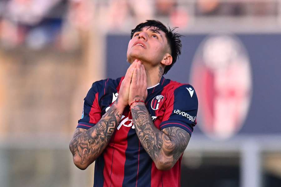 Santiago Castro of Bologna reacts during the loss to Verona