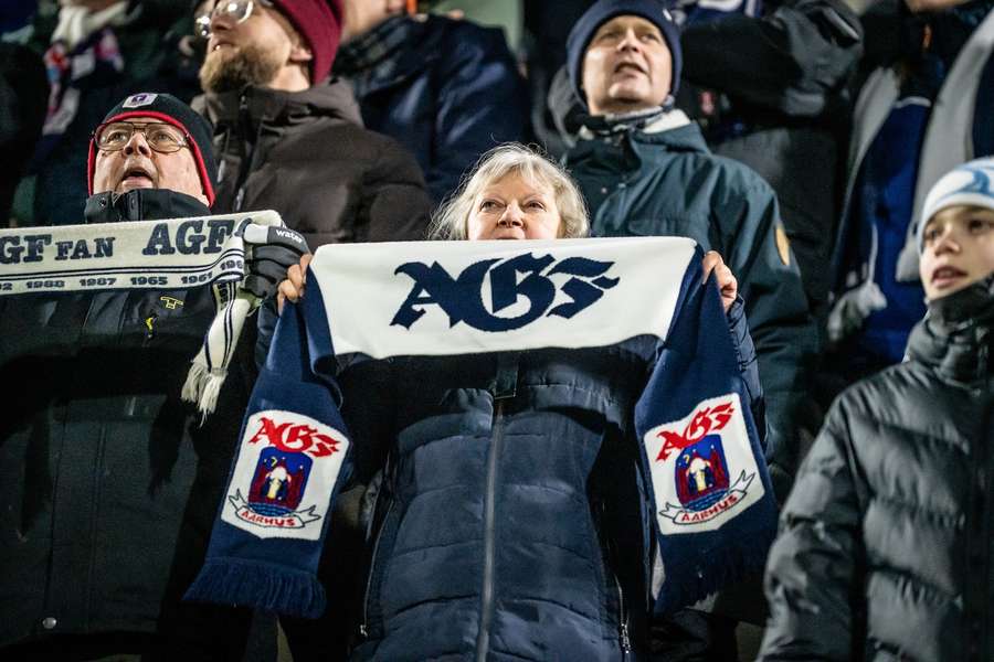 AGF fans celebrate the win in Viborg