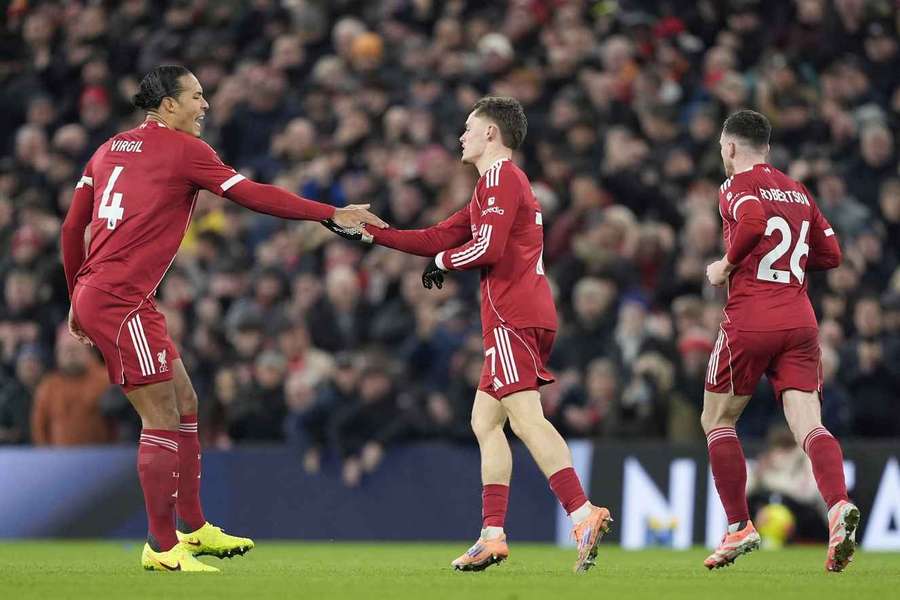 Liverpool's Florian Wirtz celebrates scoring their side's first goal Liverpool's Florian Wirtz celebrates scoring their side's first goal