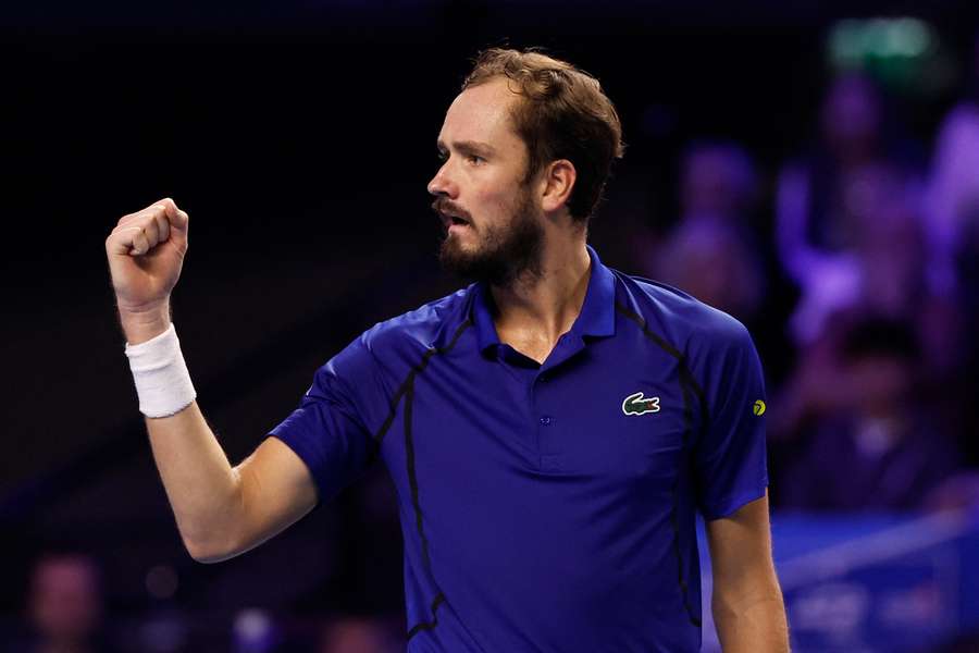 Medvedev reacts during his victory