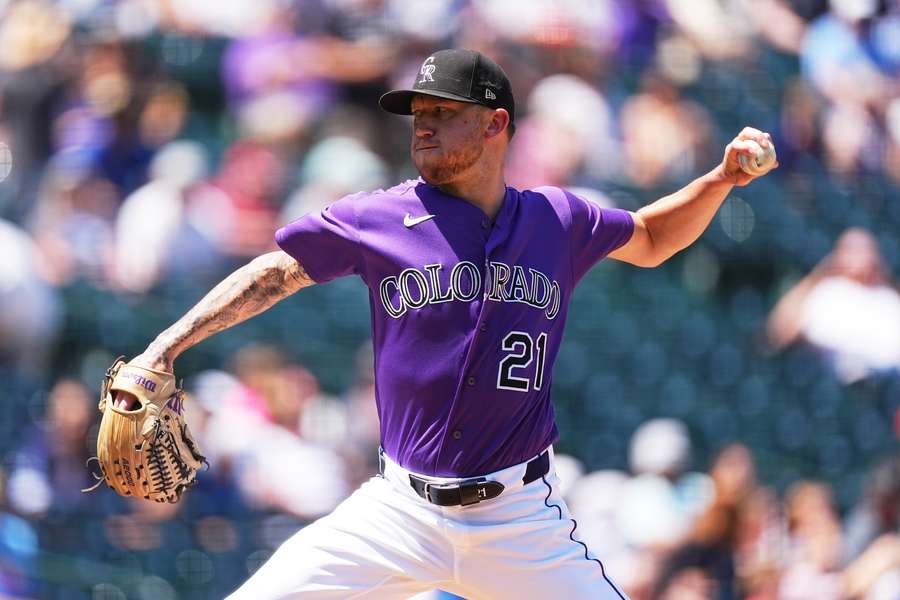 Rockies pitcher Kyle Freeland pitching during first complete game Rockies pitcher Kyle Freeland pitching during first complete game