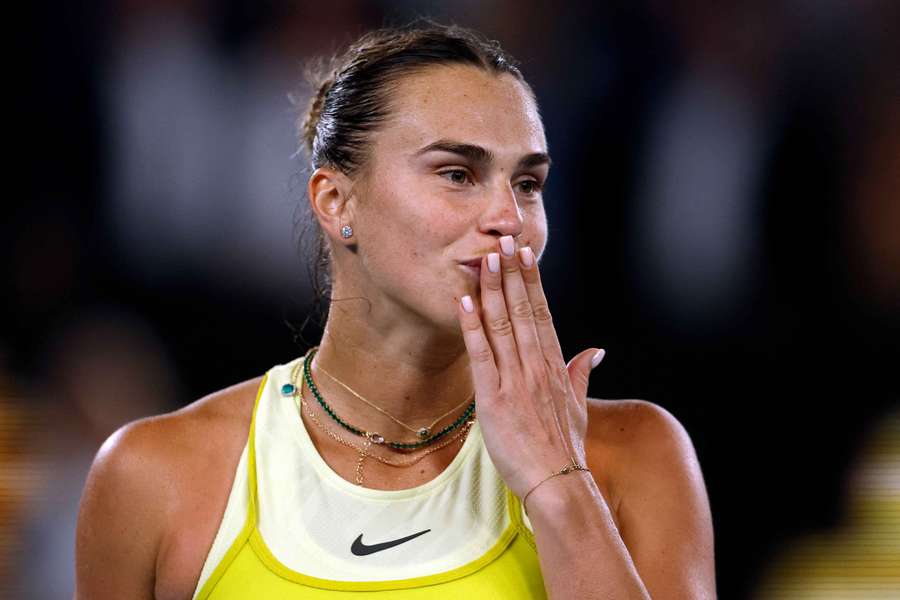 Aryna Sabalenka blows a kiss during her semi-final win